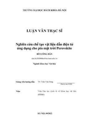 Nghiên cứu chế tạo vật liệu dẫn điện tử ứng dụng cho pin mặt trời perovskite