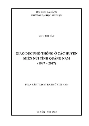 Giáo dục phổ thông ở các huyện miền núi tỉnh quảng nam 1997 2017