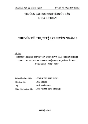 Luận văn tốt nghiệp hoàn thiện kế toán tiền lương và các khoản trích theo lương tại doanh nghiệp đoạn quản lý giao thông số i ninh bình