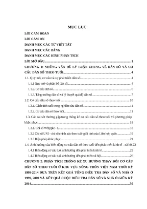 Luận văn thạc sĩ nghiên cứu thống kê biến đổi cơ cấu dân số theo tuổi ở khu vực nông thôn việt nam