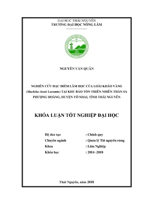 Khóa luận tốt nghiệp nghiên cứu đặc điểm lâm học của kháo vàng machilus bonii lecomte tại khu bảo tồn thiên nhiên thần sa phượng hoàng huyện võ nhai tỉnh thái nguyên