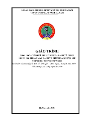 Giáo trình cơ sở kỹ thuật nhiệtlạnh và điều hòa không khí nghề kỹ thuật máy lạnh và điều hòa không khí trung cấp
