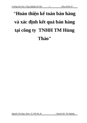Khóa luận tốt nghiệp kế toán bán hàng và xác định kết quả bán hàng tại công ty tnhh tm hùng thảo