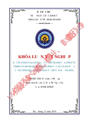 Khóa luận tốt nghiệp nâng cao năng lực cạnh tranh của công ty tnhh ccs mukdahan trong lĩnh vực sx và kinh doanh nước tinh khiết đóng chai