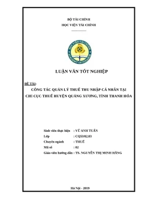 Luận văn tốt nghiệp quản lý thuế thu nhập cá nhân tại chi cục thuế huyện quảng xương tỉnh thanh hóa