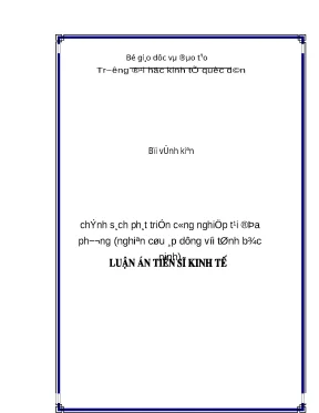 Luận án tiến sỹ kinh tế chính sách phát triển công nghiệp tại địa phương