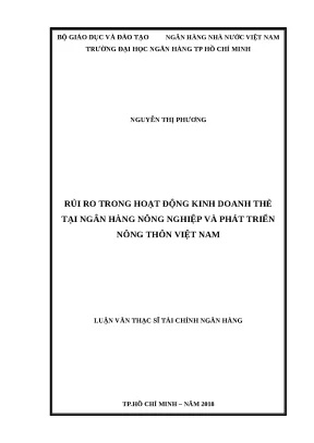 0308 rủi ro trong hoạt động kinh doanh thẻ tại nh nông nghiệp và ptnt việt nam luận văn thạc sĩ kinh tế nguyễn thị phương tp hcm đh nh 2018 94 tr