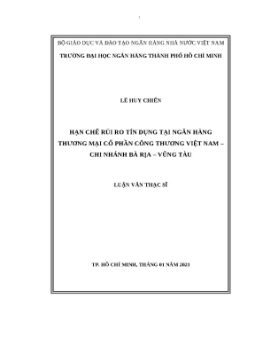1058 hạn chế rủi ro tín dụng tại nhtm cp công thương việt nam chi nhánh bà rịa vũng tàu luận văn thạc sĩ tcnh lê huy chiến nguyễn thị nhung tp hcm đh n