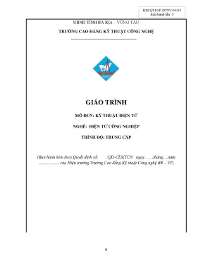 Giáo trình kỹ thuật điện tử nghề điện công nghiệp trình độ trung cấp