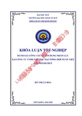 Đánh giá công tác tuyển dụng nhân lực tại công ty tnhh thương mại tổng hợp tuấn việt chi nhánh huế