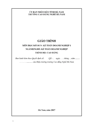 Giáo trình kế toán doanh nghiệp 1 nghề kế toán doanh nghiệp cao đẳng