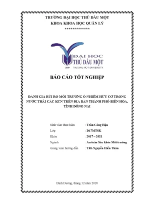 Đánh giá rủi ro môi trường ô nhiễm hữu cơ trong nước thải các kcn trên địa bàn thành phố biên hòa tỉnh đồng nai khóa luận tốt nghiệp
