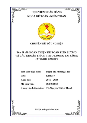 Luận văn tốt nghiệp kế toán tiền lương và các khoản trích theo lương tại công ty tnhh ezsoft