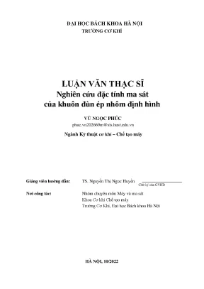 Nghiên cứu đặc tính ma sát của khuôn đùn ép nhôm định hình