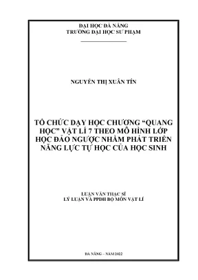 Tổ chức dạy học chương quang học vật lí 7 theo mô hình lớp học đảo ngược nhằm phát triển năng lực tự học của học sinh