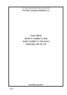 Giáo trình nghiệp vụ bar nghề nghiệp vụ nhà hàng trung cấp
