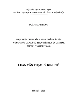Luận văn thạc sĩ phát triển cán bộ công chức cấp xã từ thực tiễn huyện cát hải thành phố hải phòng