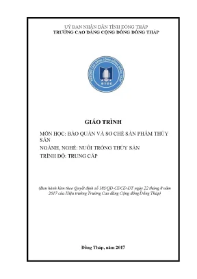 Giáo trình bảo quản và sơ chế sản phẩm thủy sản nghề nuôi trồng thuỷ sản trung cấp