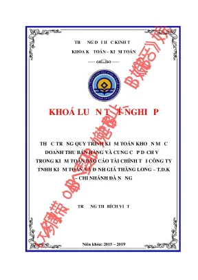 Khóa luận tốt nghiệp thực trạng quy trình kiểm toán khoản mục doanh thu bán hàng và cung cấp dịch vụ tại công ty tnhh kiểm toán và định giá thăng long t d k chi nhánh đà nẵng