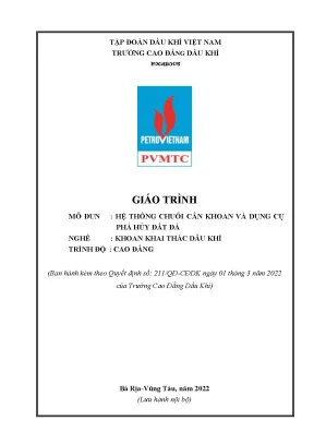 Giáo trình hệ thống chuỗi cần khoan và dụng cụ phá hủy đất đá nghề khoan khai thác dầu khí cao đẳng