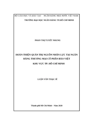 0996 hoàn thiện quản trị nguồn nhân lực tại nhtm cp bảo việt khu vực tp hcm luận văn thạc sĩ qtkd phan thị tuyết nhung nguyễn văn tiến tp hcm đh nh hcm
