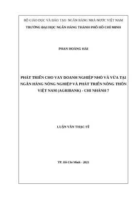 0529 phát triển cho vay dn nhỏ và vừa tại nh nông nghiệp và ptnt việt nam agribank chi nhánh 7 luận văn thạc sĩ tcnh phan hoàng hải vũ văn thực tp hc