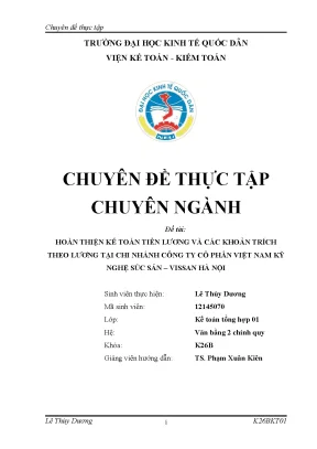 Hoàn thiện kế toán tiền lương và các khoản trích theo lương tại chi nhánh công ty cổ phần việt nam kỹ nghệ súc sản vissan hà nội1