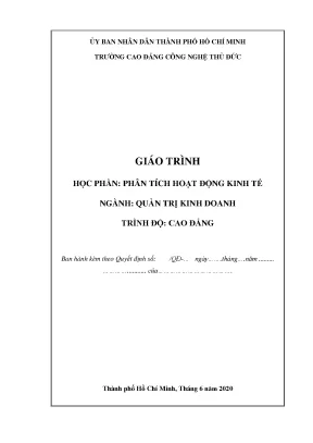 Giáo trình phân tích hoạt động kinh tế dành cho bậc cao đẳng ngành quản trị kinh doanh