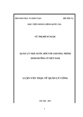 Luận văn thạc sĩ quản lý nhà nước đối với chương trình dinh dưỡng ở việt nam