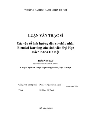 Các yếu tố ảnh hưởng đến sự chấp nhận blended learning của sinh viên đại học bách khoa hà nội