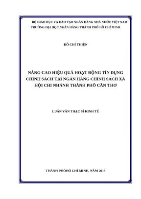 0738 nâng cao hiệu quả hoạt động tín dụng chính sách tại nh chính sách xã hội việt nam chi nhánh tp cần thơ luận văn thạc sĩ kinh tế đỗ chí thiện tp hc