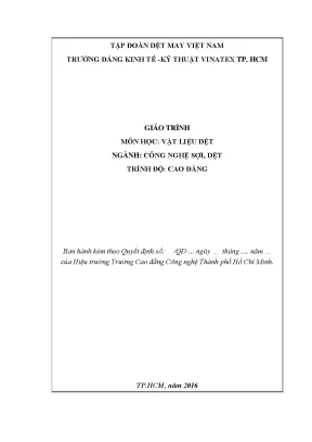 Giáo trình vật liệu dệt ngành công nghệ sợi dệt trình độ cao đẳng