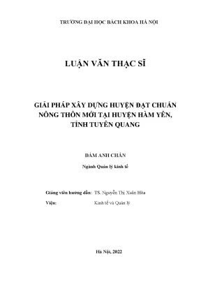 Giải pháp xây dựng huyện đạt chuẩn nông thôn mới tại huyện hàm yên tỉnh tuyên quang