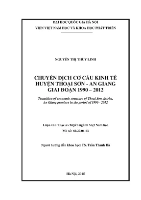 Luận văn thạc sĩ chuyển dịch cơ cấu kinh tế huyện thoại sơn an giang giai đoạn 1990 2012