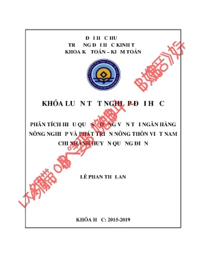 Khóa luận tốt nghiệp phân tích hiệu quả sử dụng vốn tại ngân hàng nông nghiệp và phát triển nông thôn việt nam chi nhánh huyện quảng điền
