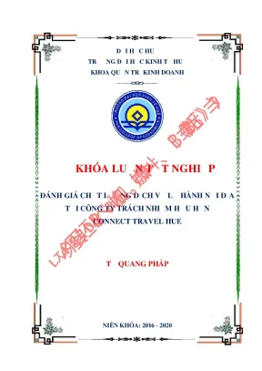 Khóa luận tốt nghiệp đánh giá chất lượng dịch vụ lữ hành nội địa tại công ty tnhh connect travel hue