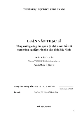 Tăng cường công tác quản lý nhà nước đối với cụm công nghiệp trên địa bàn tỉnh bắc ninh