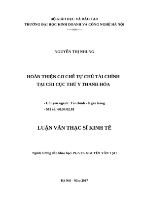 Luận văn thạc sĩ hubt cơ chế tự chủ tài chính tại chi cục thú y thanh hóa