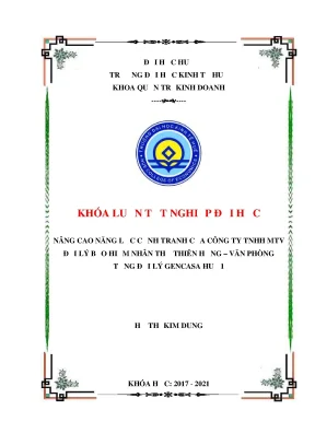 Khóa luận tốt nghiệp nâng cao năng lực cạnh tranh của công ty tnhh mtv đại lý bảo hiểm nhân thọ thiên hưng văn phòng tổng đại lý gencasa huế 1