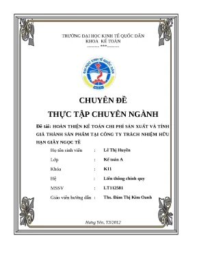 Khóa luận tốt nghiệp kế toán chi phí sản xuất và tính giá thành sản phẩm tại công ty tnhh giầy ngọc tề