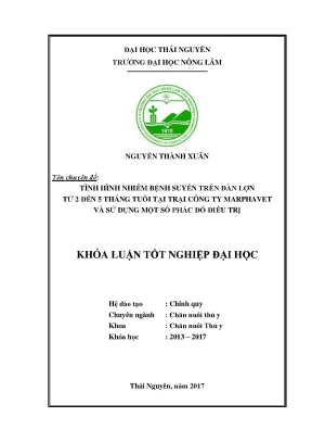 Khóa luận tốt nghiệp tình hình nhiễm bệnh suyễn trên đàn lợn từ 2 đến 5 tháng tuổi tại trại công ty marphavet và sử dụng một số phác đồ điều trị