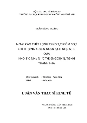 Luận văn tốt nghiệp công tác kiểm soát chi thường xuyên ngân sách nhà nước qua kho bạc nhà nước thường xuân tỉnh thanh hóa