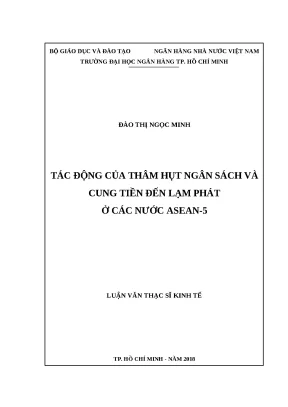 0174 tác động của thâm hụt ngân sách và cung tiền đến lạm phát ở các nước asean 5 luận văn thạc sĩ kinh tế đào thị ngọc minh tp hcm đh nh 2018 vii 74 t