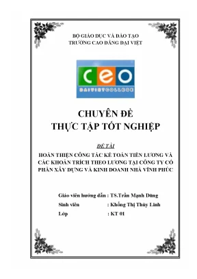 Kế toán tiền lương và các khoản trích theo lương tại công ty cổ phần xây dựng và kinh doanh nhà vĩnh phúc