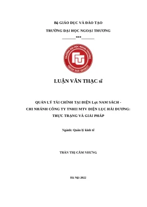 Luận văn thạc sĩ quản lý kinh tế quản lý tài chính tại điện lực nam sách chi nhánh công ty tnhh mtv điện lực hải dương