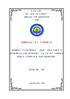 Khóa luận tốt nghiệp nghiên cứu các nhân tố ảnh hưởng đến quyết định mua bảo hiểm con người kết hợp tại công ty bảo hiểm pjico huế