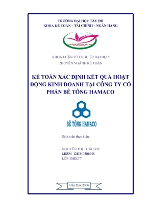 Khóa luận tốt nghiệp kế toán xác định kết quả hoạt động kinh doanh tại công ty cổ phần bê tông hamaco