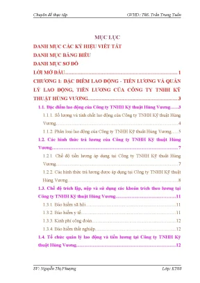 Hoàn thiện kế toán tiền lương và các khoản trích theo lương tại công ty tnhh kỹ thuật hùng vương