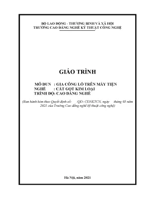 Giáo trình gia công lỗ trên máy tiện nghề cắt gọt kim loại trình độ cao đẳng nghề