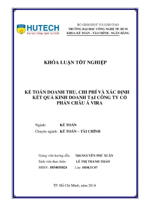 Khóa luận tốt nghiệp kế toán doanh thu chi phí và xác định kết quả kinh doanh tại công ty cổ phần châu á vira